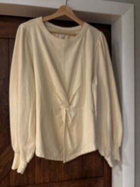 Pilcro Cream Knot-Front Long Sleeve Top